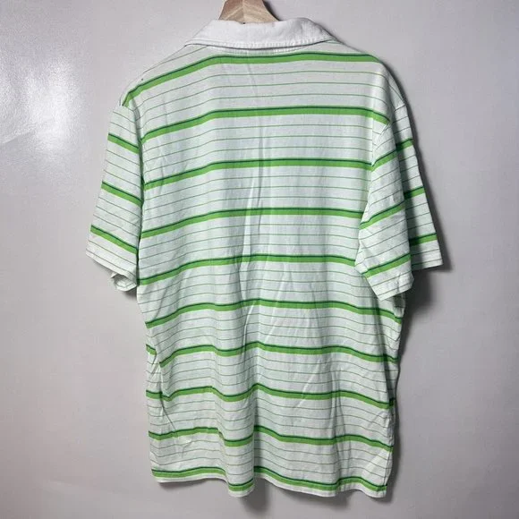 Oakley Shirt  Mens  Extra Large Striped Polo Green Short Sleeve Golf Stretch - Picture 2 of 6